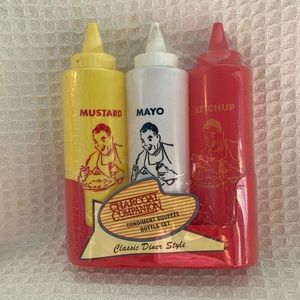 Charcoal Companion Condiment Squeeze Bottle Set Classic Diner Style